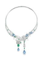 PIAGET-Rose Passion collection-Necklace-white gold-diamonds-emeralds-aquamarines