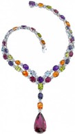 PROCOP Robert-American glamour collection-The Kaleidoscope Necklace-rubellite-diamond-amethysts-citrines-peridots-lolites-topaz-white gold