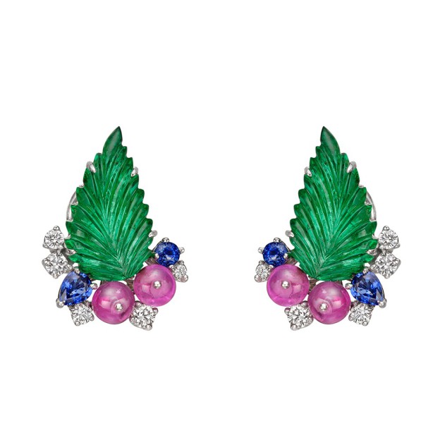 RAYMOND C. YARD-emerald-diamond-sapphire-ruby-sapphire-earrings