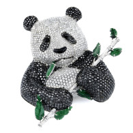 RICARDO BASTA-jadeite-black diamonds-white diamonds-brooch