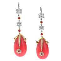 RICARDO BASTA-rhodocrosite-ruby-diamonds-earings