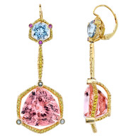 RICARDO BASTA-tourmalines-diamonds-aquamarine-pink sapphire-earings