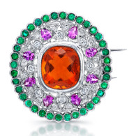 RICARDO BASTA-tsavorites-diamonds-fire opal-violet sapphires-brooch