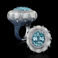 ROBERT PROCOP-American glamour collection-White Gold-Toourmaline  Paraiba-Carved Quartz-Blue Sapphire-Diamond-Ring