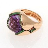 RODNEY RAYNER- Red gold-Roulette ring-tsavorites-Amethyst