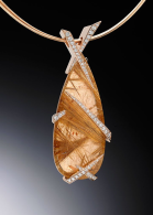 Rutile rose rutilated quartz & diamonds in 14kt rose gold, ADAM NEELEY