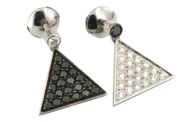 SIKIRDJI Laurent-earings-white gold-black diamonds-white diamonds