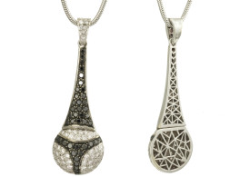 SIKIRDJI Laurent-pendant string-white gold-black diamonds-white diamonds