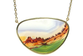 SIKIRDJI Laurent-pendant-yellow gold-landscape agate