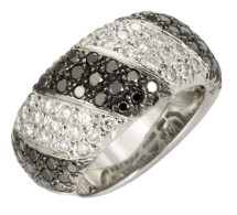 SIKIRDJI Laurent-ring-black and white diamonds-white gold