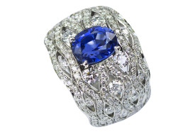 SIKIRDJI Laurent-ring-platinum-200 diamonds-Burmese 3.03ct sapphire