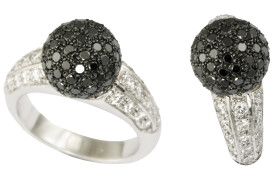 SIKIRDJI Laurent-ring-white gold-black diamonds-white diamonds