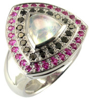 SIKIRDJI Laurent-ring-white gold-pink sapphires-black diamonds