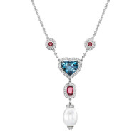 THEO FENNEL-Tanzanite Heart necklace-tanzanite-spinels-diamonds-freshwater pearl