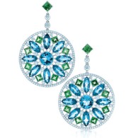 TIFFANY & Co-Acquamarine-green tourmaline-earrings-platinum