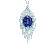 TIFFANY & Co-Peacock pendant-diamonds-aquamarine-Tanzanite