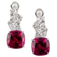 TIFFANY & Co-platinum-rubellite-diamond-earrings.