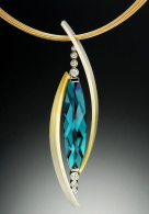 Tango pendant blue topaz & diamonds with 14kt white and gradient Spectra gold, ADAM NEELEY