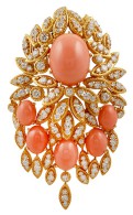 VAN CLEEF & ARPELS-Diamond-Coral-Brooch