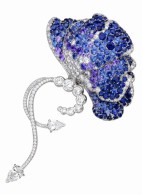 VAN ClEEF & ARPELS-Calligo clip-diamonds-shades of blue and purple sapphires-Butterfly Collection