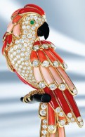 VAN ClEEF & ARPELS-Ccoral-emerald-diamond-onyx-parrot brooch