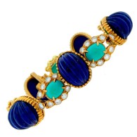 VAN ClEEF & ARPELS-Lapis Lazuli-turquoise-diamond-Gold-Bracelet