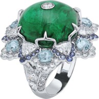 VAN ClEEF & ARPELS-Love ring-white gold-emerald cabochon-diamonds-Paraiba tourmalines-purple spinels