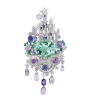 VAN ClEEF & ARPELS-Peau d'Âne-Enchanted Castle brooch-diamonds-emeralds-sapphires-emerald
