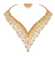 VAN ClEEF & ARPELS-Pierres de Caractère Rayons Précieux-necklace-diamonds-yellow sapphires-Mandarin garnets