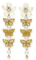 VAN ClEEF & ARPELS-pair of coral-diamond-yellow sapphire-pearl-earrings