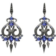 WEBSTER STEPHEN- Belle Epoque collection-chandelier earrings-white gold-blue sapphires-black diamonds-white diamonds