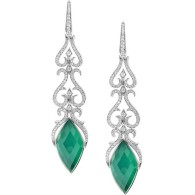 WEBSTER STEPHEN-Belle Epoque collection crystal haze long earrings-white gold-green agate-quartz-white diamonds