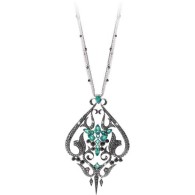 WEBSTER STEPHEN-Belle Epoque collection pendant-white gold-emeralds-onyx cabochons-black diamonds