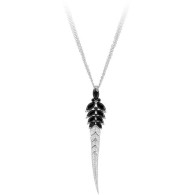 WEBSTER STEPHEN-Collection Magnipheasant Feathers long pendant-white gold-black spinels-white diamonds
