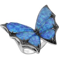 WEBSTER STEPHEN-Flight  by Night collection-Crystal Haze large ring-white gold-black opal-quartz-diamonds