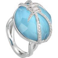 WEBSTER STEPHEN-Forget me not collection-Bubble ring-white gold-turquoise-quartz-diamonds