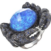 WEBSTER STEPHEN-Jewels Verne collection-Crab crystal-haze ring-white gold-black opal-quartz-sapphires-black diamonds