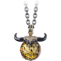 WEBSTER STEPHEN-Silver Capsule collection-Astro ball Sagittarius taurus-Sterling silver-topaz crystal-brown cubic zirconia-black rhodium-yellow gold plating