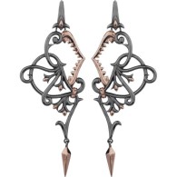 WEBSTER STEPHEN-Silver Capsule collection-Les dents de la mer filigree drop earrings-Black rhodium-plated sterling silver-rose gold plating