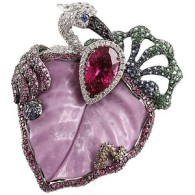 WENDY YUE-Phosphosiderte-leaf Ring-Rhodolite-sapphires-green garnet-white gold