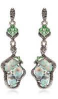 WENDY YUE-earrings-opal-colored diamonds-green garnet-white gold.