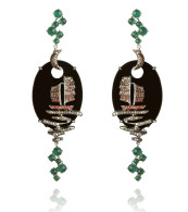 WENDY YUE-white gold-diamond-sapphire-emerald-Fantasie Night Ship earrings