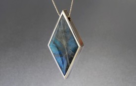 WESLEY HARRIS-Labradorite-barley pattern-sterling silver