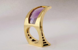 WESLEY HARRIS-Wide ring-Amethyst-yellow gold