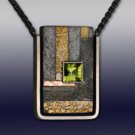 WOLFGANG VAATZ-Earrings-gold nuggets-Gold-sterling silver-peridot-oxidized sterling silver