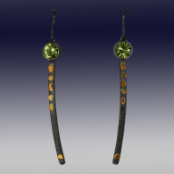 WOLFGANG VAATZ-Earrings-gold nuggets-on sterling silver-Peridot