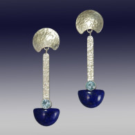WOLFGANG VAATZ-Earrings-lapis lazuli-sterling silver-sky blue topaz