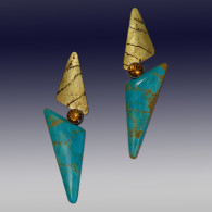 WOLFGANG VAATZ-Earrings-turquoise-gold-sterling silver-citrines