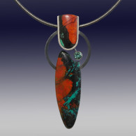 WOLFGANG VAATZ-pendant-cuprite-chrysocolla-sterling silver-green tourmaline