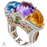 ZORAB amethyst-topaze swiss blue-tsavorites-diamonds